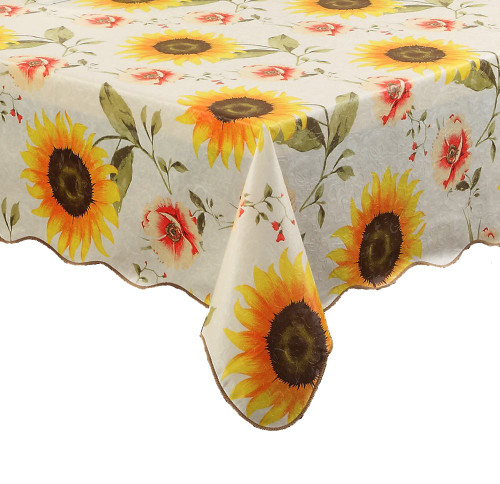 ENNAS Sunflower Vinyl Tablecloth Flannel Backed Oblong(Rectangle)(60Inch by 90Inch)