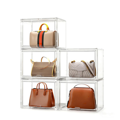 OMOPIN Clear Acrylic Purse Organizer，Sleek Handbag Organizer for Women, Stackable Space-Saving Purse Organizer with Transparent Design for Easy Visibility and Instant Access