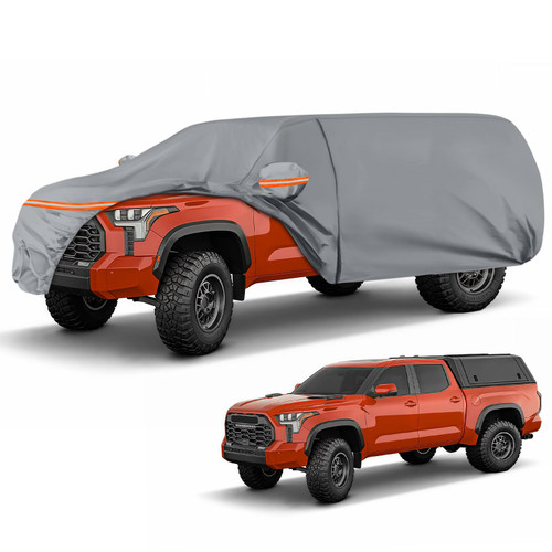 Waterproof Truck Cover for CrewCab 6.4/6.5/6.6 ft with Camper Shell Topper