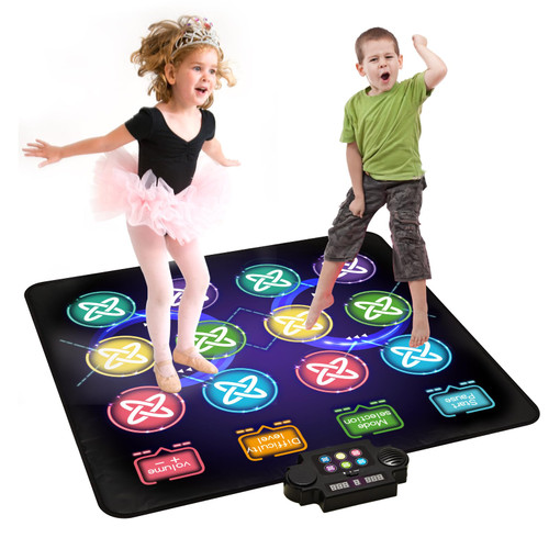 Gleamkid Dance Mat Toys for Kids: LED Light-Up 12-Button Dance Pad with Adjustable Volume, Built-in Music, 1-Player & 2-Player Mode, 8 Challenge Modes and 3 Speed Level, Xmas Gifts for Kids Age 3-12