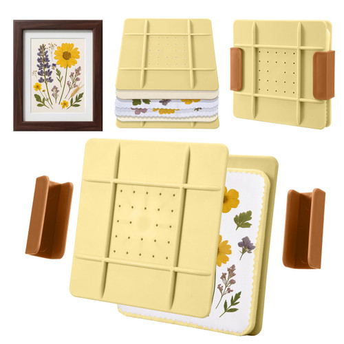 Lasnten 5 Inch Microwave Flower Press Kit Mini Plant Press for Kids and Adults Quick Pressing with Washable Cloth, Vibrant Color Retention for Crafts Pressed Flowers, DIY