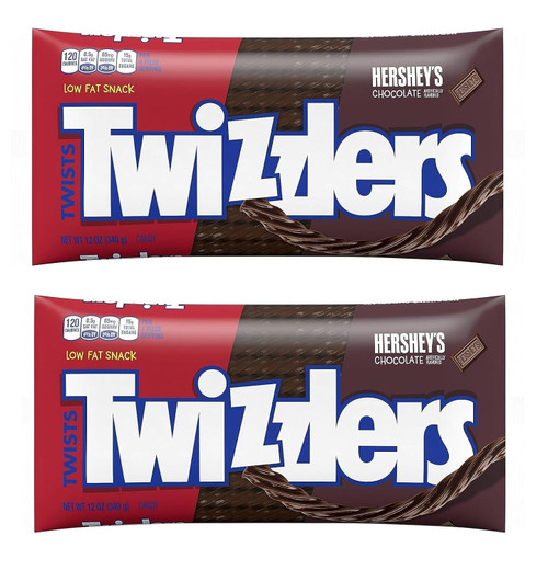 TWIZZLERS Chocolate Flavored Twists Candy, Low Fat, 2 Pack, 12 oz Bags