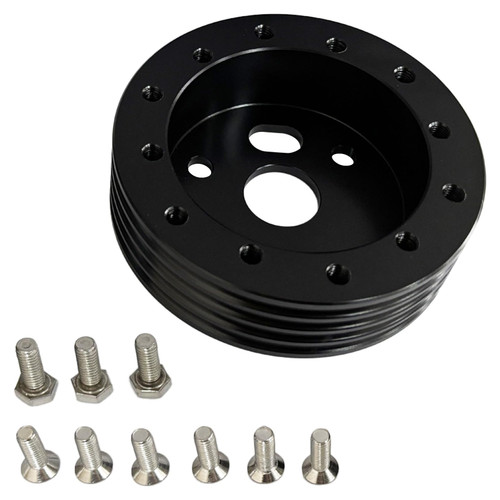 Motipudy 6 & 3 Hole Steering Wheel Adapter Replacement for 1" Steering Wheel Hub Adapter Conversion Spacer（Black）