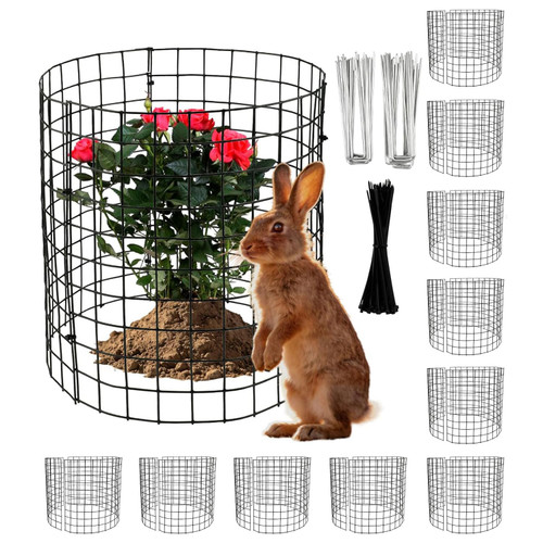 10 Pack Plant Protectors from Animals, 12x12 Inch Metal Wire Mesh Plant Cages for Outdoor Plants, Sturdy Garden Protection Cage for Keeping Rabbits Chickens Animals Out