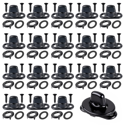 Supkiir 40 Sets Marine Grade Twist Lock Fasteners, Rust-Proof Coated Turn Button with Eyelet and Stud Mounting Screws, Alloy Tarp Grommet Fasteners for Marine Boats, RVs and Canvas Sailboats