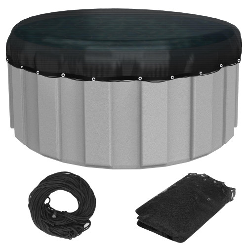 24 FT Pool Leaf Net Cover, Winter Pool Cover Round,Durable Black Swimming Pool Leaf Net Cover for Above Ground Pools, Mesh Winter Pool Cover Net