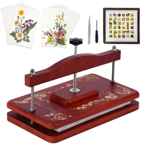 Nuvograin Large Flower Press Kit,Easy One-Step Wooden Plant Press,12.6 x 7.68 inch Flower Presser for Kids & Adults, Great for Thanksgiving & Christmas Gifts