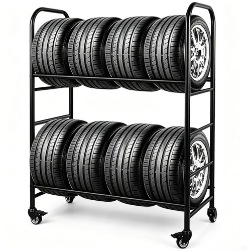 SOCROTO Tire Rack, 56x44x20in Adjustable Tire Storage Rack with 4 Swivel Casters, 200KG/440LBS Weight Capacity Rolling Tire Stand, Heavy Duty Tire Storage Organizer for Garage, Home, Shop