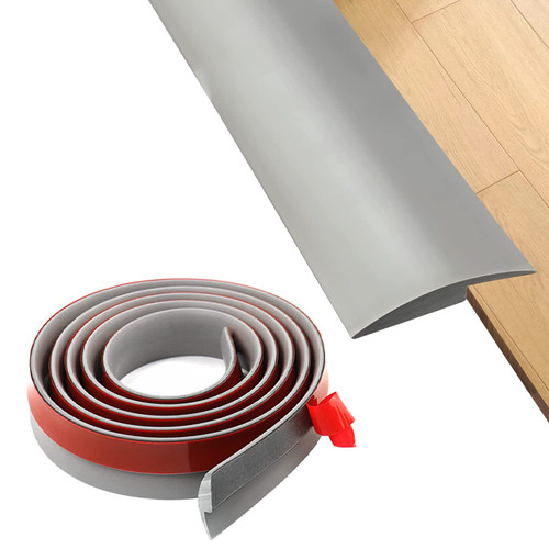 Floor Rubber Transition Strip Self Adhesive Carpet to Tile Transition Strip Edging Trim Strip for Threshold Transitions with a Height Less Than 5 mm/0.2in (Grey, 16.4FT)