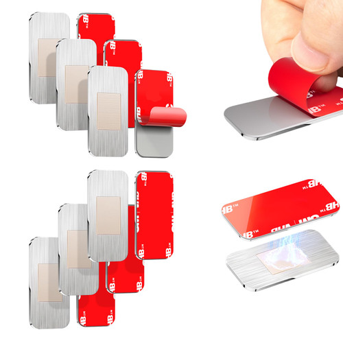 PHIXBEAR 6 Pack No Drill Magnetic Cabinet Catches, Ultra Thin Stainless Steel with Strong Adhesive for Kitchen, Bathroom, Closet, RV Door Closing