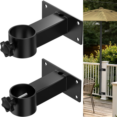 Black Adjustable Metal Deck Railing Patio Umbrella Clamp Mount Bracket