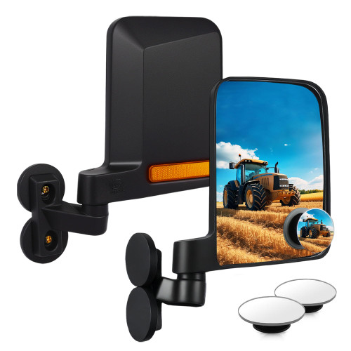 Tractor Mirrors Magnetic with Blind Spot Mirrors, Universal Tractor Rear View Mirror, Suitable for Tractors, Forklifts, Lawnmowers, Dozers, Golf Cart