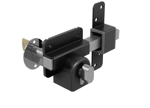 GateMate Long Throw Gate Lock 1490156, Euro Profile Keyed Alike Lock for Sheds & Gates, Keyed Outside with Thumb Turn Inside, 316 Stainless Steel, for Wooden Gates & Doors Up to 2 ¾” (70mm), 5 Keys