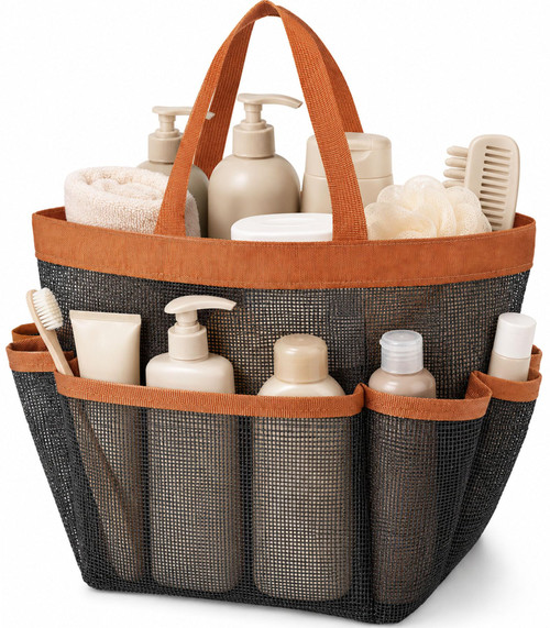 Mesh Shower Caddy for College Dorm Essentials, Large 9-Pocket Shower Basket