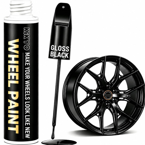 Gloss Black Rim Touch Up Paint Pen for Car Wheel Curb Rash, Scratches