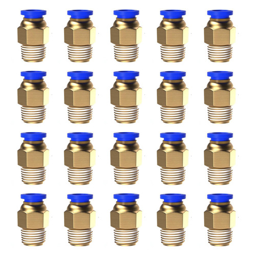 20Pcs 1/4" Tube OD x 1/8 NPT Male Push to Connect Fittings - Air Water Quick Connect Coupler, Pneumatic Hydraulic Leak-Free Brass Fittings (1/4" x 1/8 NPT)
