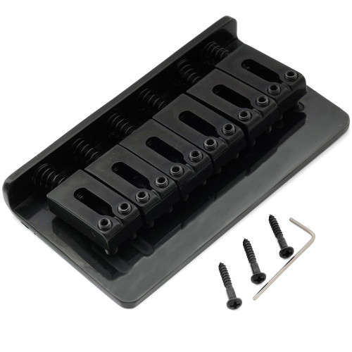 Musiclily Pro 54mm Modern Hardtail Fixed Bridge for Import Strat Tele Style Electric Guitar, Black
