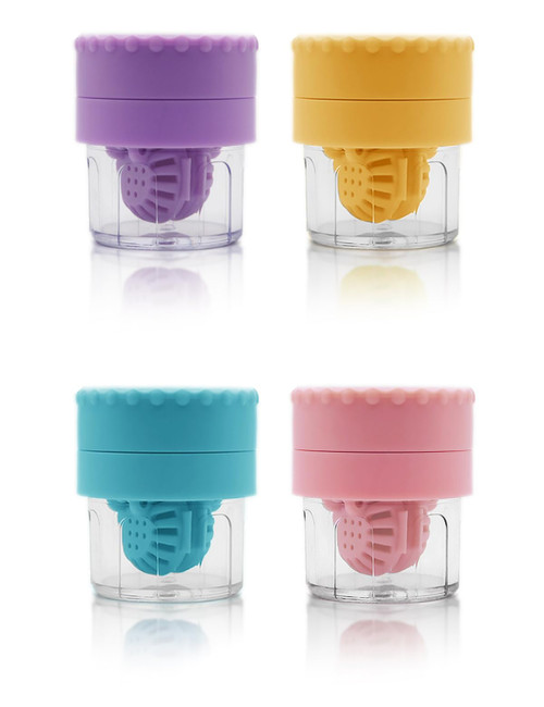 Vastsoon Contact Lens Case, 2 in 1 Manual Contact Lens Washer Cleaner Storage Case Portable Size Solution Soaking Container for Travel, Daily Use (4 Colors)