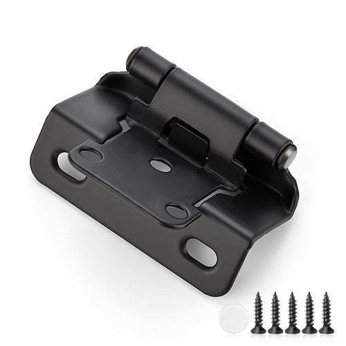 50 Pack 25 Pair Black Cabinet Hinges, 1/2" Semi Wrap Kitchen Hinges