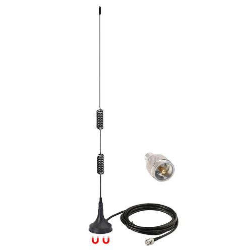 SignalPlus Police Scanner Antenna for Home, 25-1300MHz VHF UHF GMRS FM, 2m 70cm Mobile Ham Radio Antennas with Magnetic Base/BNC Male/UHF Male, for Police Scanner/Amateur Mobile Ham Two Way Radio