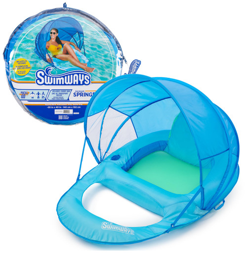 SwimWays Spring Float Recliner, Fast-Inflating Adult Pool Lounger; Ages 15+
