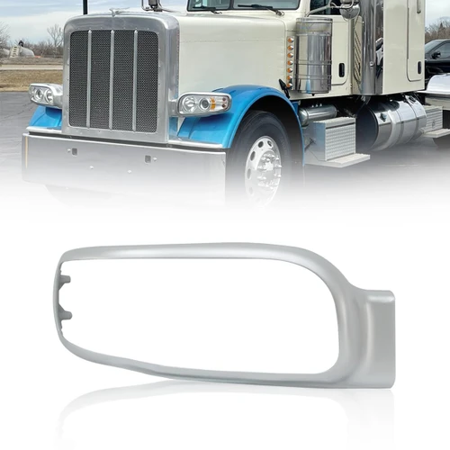 Hpdmauto Headlight Bezel Chrome fit for Peterbilt 389 Semi Trucks Left Driver Side (Front Headlight Bezel)