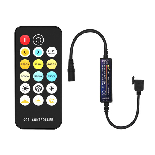 PAUTIX RF Remote Dimmer CCT Tunable COB LED Strip Lights,17-Key Wireless Remote and Controller DC 5-24V for CCT COB LED Tape Lights,Timer Function
