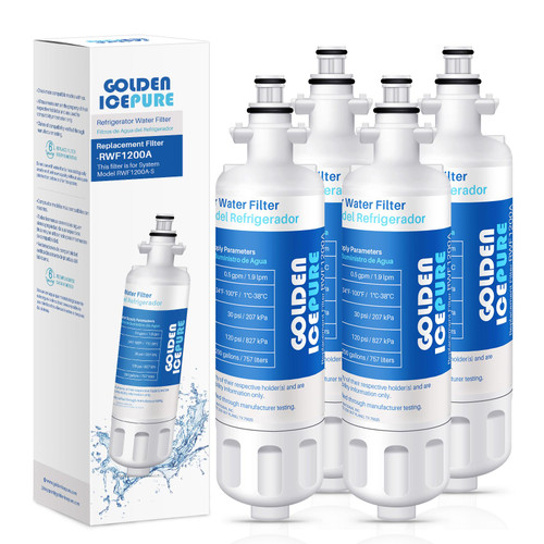 GOLDEN ICEPURE RWF1200A Refrigerator Water Filter Replacement for LG LT700P, ADQ36006101, Kenmore 46-9690, ADQ36006102, LFXS30766S, Replacement Water Filter 4PACK