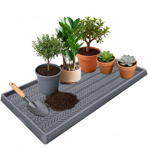 Kalolary 48" x16" Silicone Plant Trays Plant Saucer Growing Tray