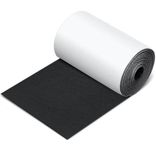 Fullhawl Large Felt Furniture Pads 5 x 120 Inch Non Slip Self Adhesive Heavy Duty Cuttable Strip Roll Felt Sheet Tape for Protecting Hardwood Floors Chair Wall, Black