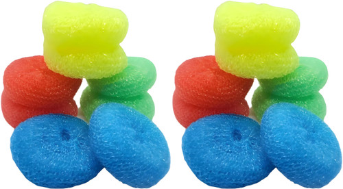 16-Pack Non-Scratch Nylon Scouring Pads – Durable Round Kitchen Scrubbers in 4 Colors – Safe for Non-Stick Cookware – 2.5" Diameter – Multi-Surface Cleaning Pads for Home, Kosher & Commercial Use