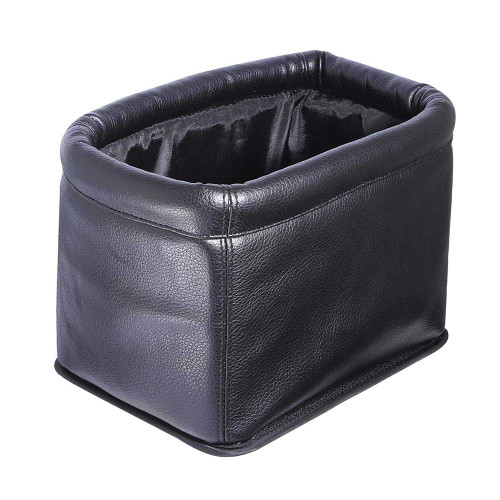 KINGBERWI Leather Car Trash Can, Luxury Leakproof Car Organizer, Black