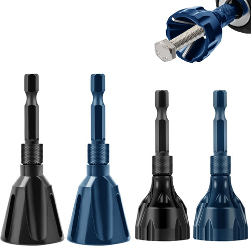 Hakkin 4Pcs Bolt Deburring Tool, External Chamfer Tool with Tungsten Carbide Blade for Removing Burr & Repairing Damaged Threads, Fits 1/8" to 1" (3-25mm), Hex Shank for Drill Use