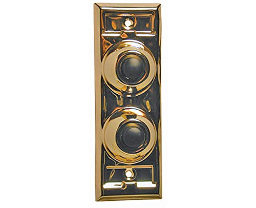 Lee Electric #BC203 Brass Wired Classic Two Gang Family Unlighted Push Button With Black Button For Bell