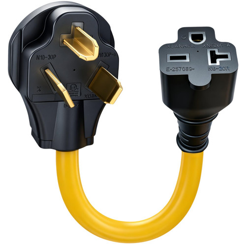 Nema 10-30P to 6-15R/6-20R Adapter Cord 30Amp Dryer Plug Male to Two-in-One T-Blade Female Adapter,30A 250V 12AWG,10-30 to 6-15R/6-20R 2 in 1 Adapter, for EV ETL Certified