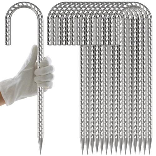 AAGUT Rebar Stakes 12 Inch J Hook, Anti-Rust Tent Stakes Heavy Duty 6 Pack