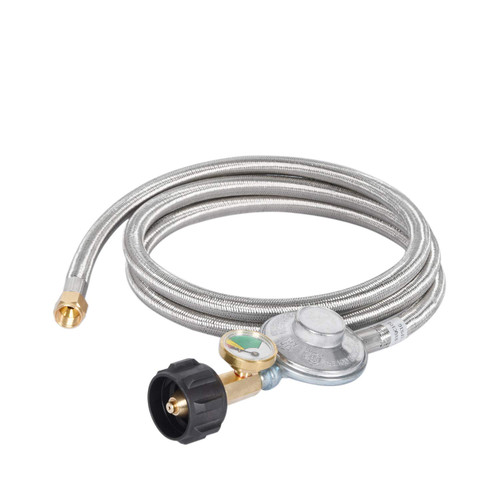 GasSaf 6FT Propane Regulator Hose with Gauge Grill Regulator Hose