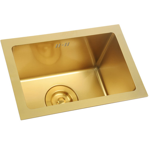 Gold Bar Prep Sink Mini Trumpet Kitchen Essential Sink 15 x10 Inch Rectangular Stainless Steel RV Utility Sink with Golden Drain Strainer Stopper, Single Bowl Undermount or Drop-In Gold Bar Prep Sink Mini Trumpet Kitchen Essential Sink 15 x10 Inch Rectangular Stainless Steel RV Utility Sink with Golden Drain Strainer Stopper, Single Bowl Undermount or Drop-In