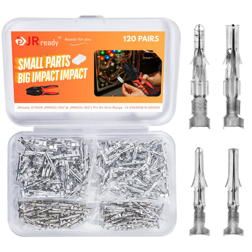 JRready 093 062 Pins Connector Kit Wire Pin Connectors Male Female Contacts 1190 1580 Series 14-20AWG 18-24AWG Crimp Terminals Pins Sockets for Molex Connectors 3.68mm 5.03mm Pitch 120 Pairs ST6526