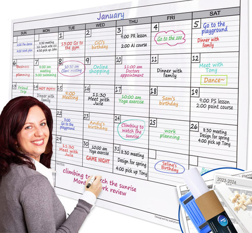 Large Dry Erase Calendar for Wall, 38x50 in Monthly Dry Erase Wall Calendar