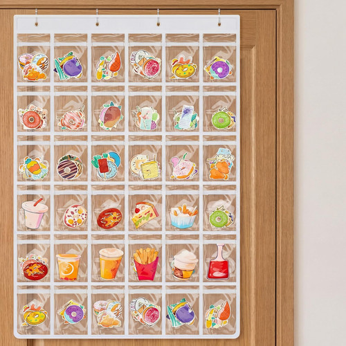Faccito 1 Pcs Clear Pocket Hanging Portable Sticker Display for 4" Big Sticker Wall-mounted Card Organizer for Scrapbooking Supplies, Vendors, Collectors, Display Stands for Vendor Events