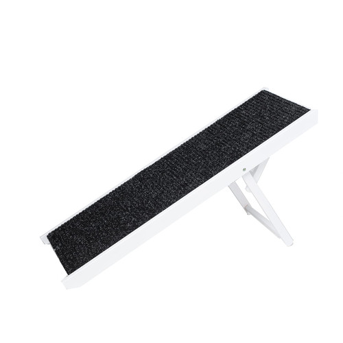 MEWANG 23.2" Tall Adjustable Pet Ramp for All Dog & Cat - Wooden Folding Portable Ramp Perfect for Bed and Car - Non Slip Carpet Surface 4 Levels Height Adjustable Ramp Up to 120 Pounds