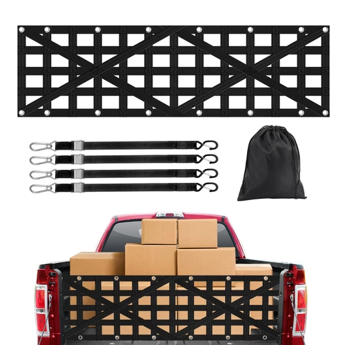 Heavy Duty Tailgate Net for Truck Bed with 4 Adjustable Buckle Straps
