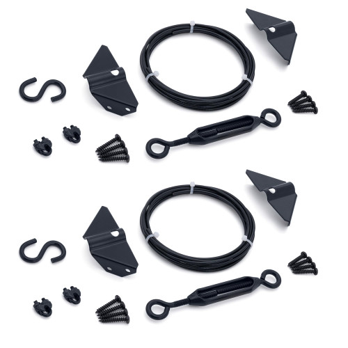 Durable Anti Sag Gate Kit for Wooden Fence, Anti-Sag Gate Support Cable Kit in Zinc, Anti-Sagging Fence Gate Kit Steel Gate Hardware, Wood Door Repair Kit for Outdoor, Gate Frame Kit Black, 2 Pack
