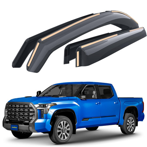 Goodyear Shatterproof in-Channel Window Deflectors for Toyota Tundra 2022-2026 CrewMax, Rain Guards, Window Visors for Cars, Vent Deflector, Car Accessories, 4 pcs - GY007965