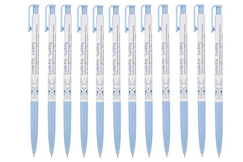 ZEESOON Xeno Lunatic Lunny 0.38mm Slim Ball Point Pen Dozen Box 12 Pcs, Made in Korea (Blue 12pcs)