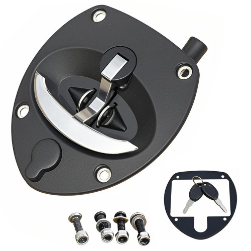 Single Point Compression Latch for Underbody Truck Tool Box ， Gasket and Cylinder with Keys, Replacement Latch for Universal Toolbox Door Locks Truck Boxes Locks (Black+Silver)