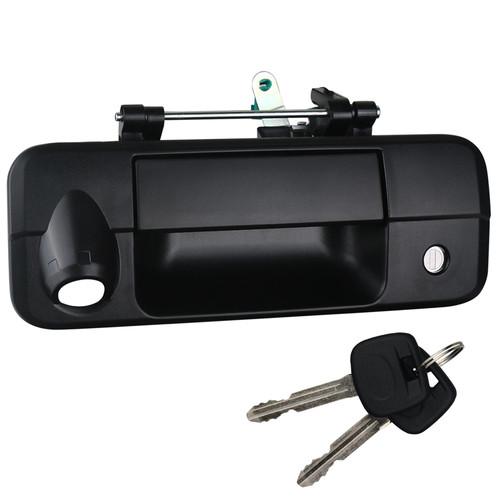 Osompar Tailgate Handle with Rear Camera Hole Key Lock Cylinder Compatible with Toyota Tundra 2007-2013 Replaces 69090-0C051 81214 TO1915119 Textured Black Liftgate Latch Handle