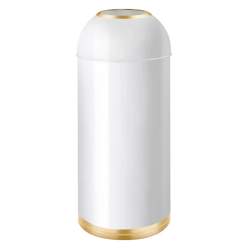 Huaqinglian 35L/9 Gallon White Gold Stainless Steel Commercial/Kitchen Trash Can, Round Open Top Waste Bin Garbage Bin for Home Office Restaurant (White Gold, 9gallon)