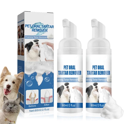 TuidVede Pet Dental Tartar Remover Spray, Pet Oral Spray for Dogs Teeth Cleaning, No Brush Pet Dental Foaming Care Sprays, Dog Breath Freshener, Reduce Tartar for Cats and Dogs (2Pack)
